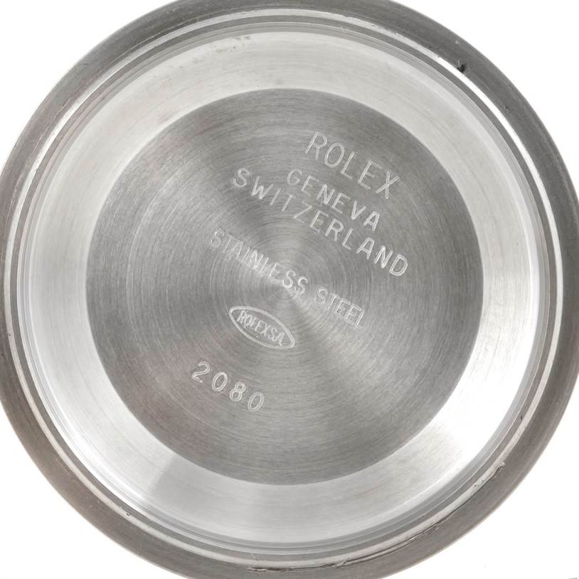 This image shows the interior of the case back of a Rolex Datejust 16200 Men's Stainless Steel Silver Dial 16200 Men's Stainless Steel Silver Dial watch.