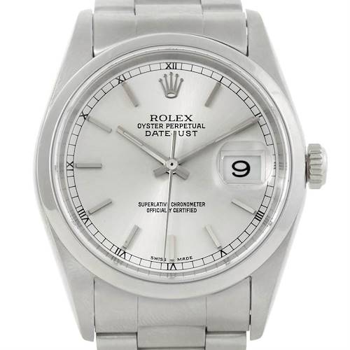 Photo of Rolex Datejust Mens Stainless Steel Silver Dial Watch 16200