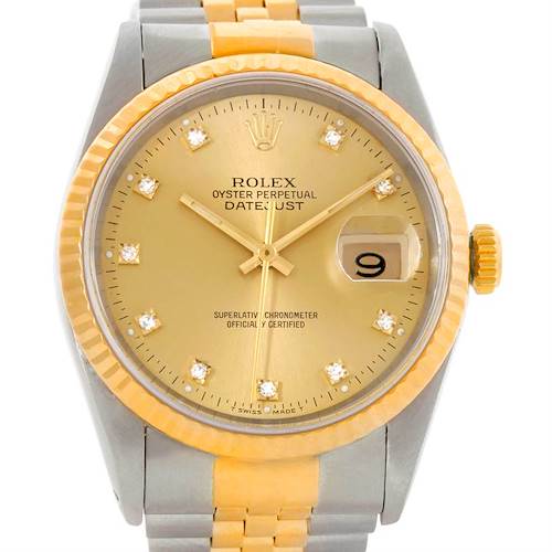 Photo of Rolex Datejust Steel 18k Yellow Gold Diamond Watch 16233
