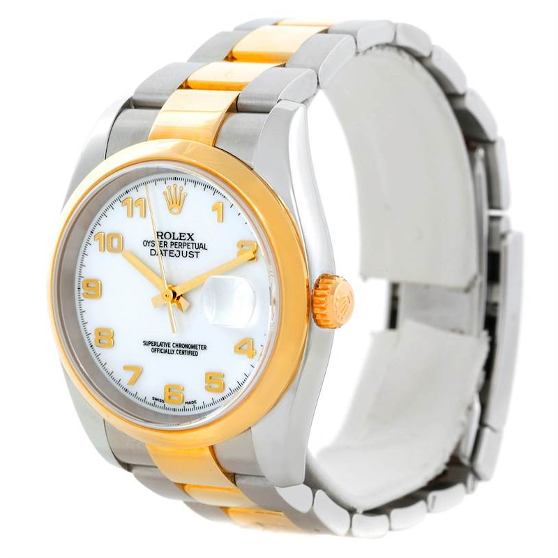 Rolex Datejust Mens Steel 18K Yellow Gold White Dial Watch 116203 NOS SwissWatchExpo