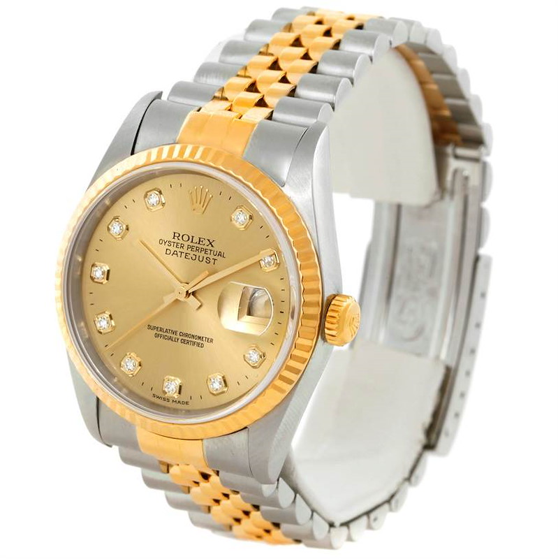 Rolex Datejust Steel 18k Yellow Gold Diamond Watch 16233 SwissWatchExpo