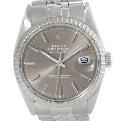 Photo of Rolex Datejust Vintage Mens Stainless Steel Grey Dial Watch 16030
