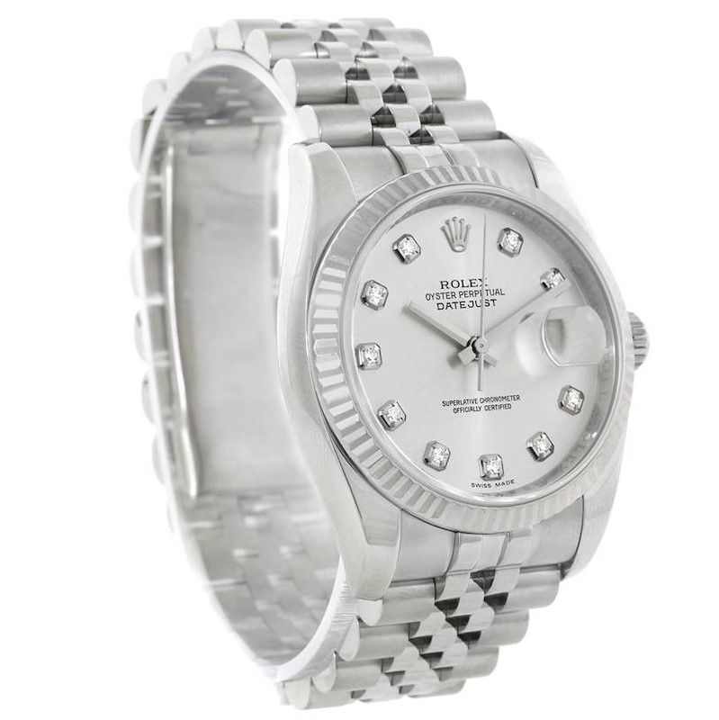 Rolex Datejust Mens Steel 18K White Gold Diamond Watch 116234 SwissWatchExpo