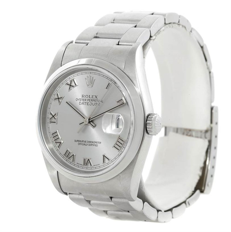 Rolex Datejust Mens Stainless Steel Silver Dial Watch 16200 SwissWatchExpo