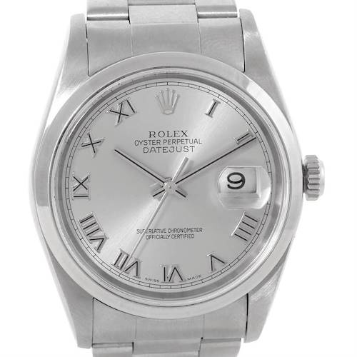 Photo of Rolex Datejust Mens Stainless Steel Silver Dial Watch 16200