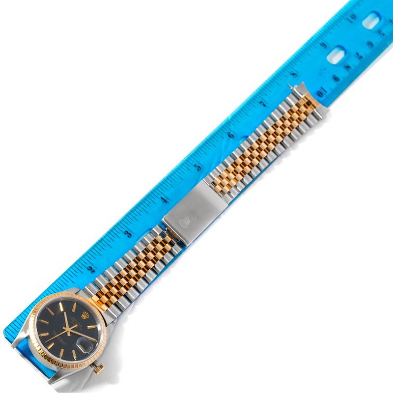 Rolex Datejust Steel 18k Yellow Gold Black Dial Watch 15223 SwissWatchExpo
