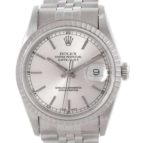 Photo of Rolex Datejust Stainless Steel Silver Dial Mens Watch 16220
