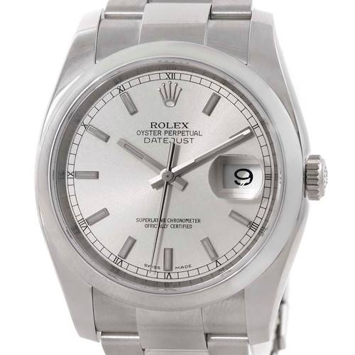Photo of Rolex Datejust Mens Stainless Steel Silver Dial Watch 116200 Unworn