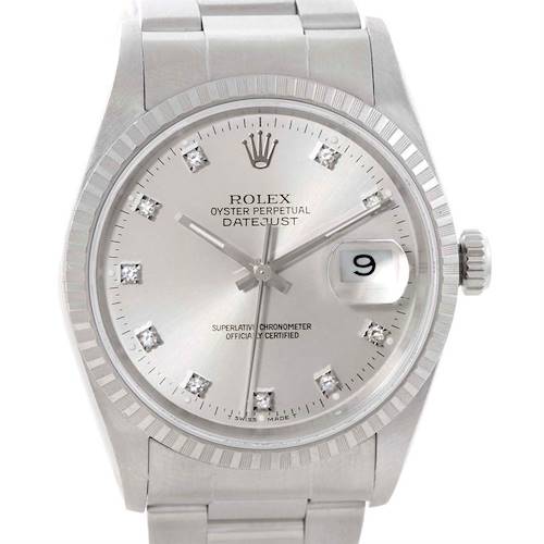 Photo of Rolex Datejust Silver Diamond Dial Stainless Steel Mens Watch 16220