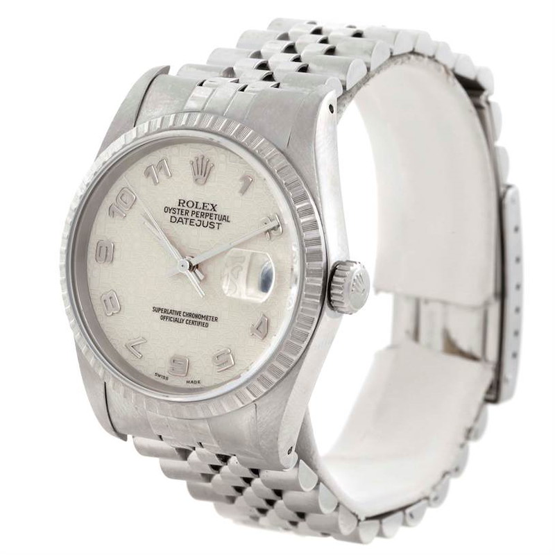Rolex Datejust Ivory Anniversary Jubilee Dial Steel Mens Watch 16220 SwissWatchExpo