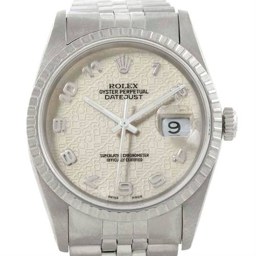 Photo of Rolex Datejust Ivory Anniversary Jubilee Dial Steel Mens Watch 16220