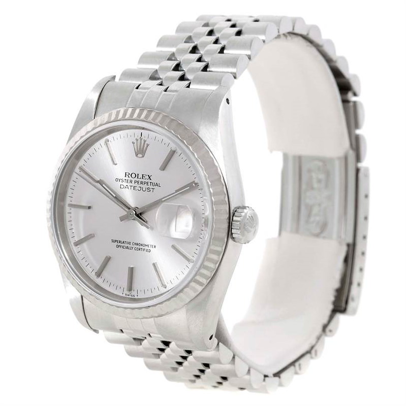 Rolex Datejust Steel 18k White Gold Dial Mens Watch 16234 SwissWatchExpo