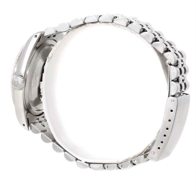 The image shows a side view of the Rolex Datejust 16234 Men's Stainless Steel Silver Dial 16234 Men's Stainless Steel Silver Dial, focusing on its bracelet, clasp, and the side of the case.