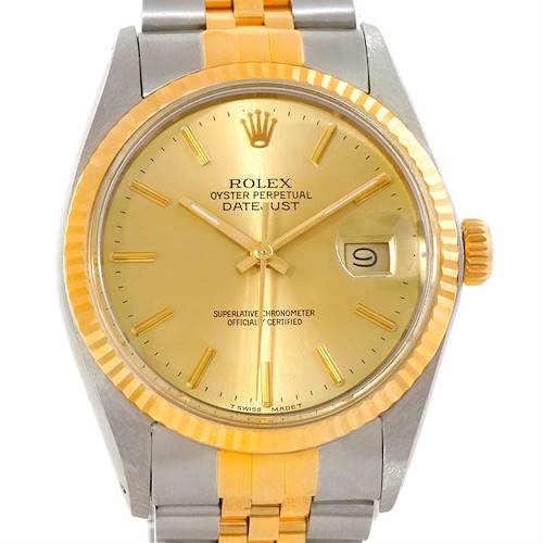 Photo of Rolex Datejust Vintage Mens Steel 18K Yellow Gold Watch 16013