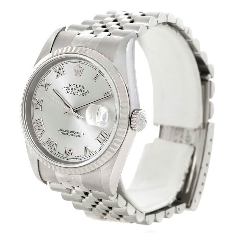 Rolex Datejust Steel 18k White Gold Silver Dial Mens Watch 16234 SwissWatchExpo
