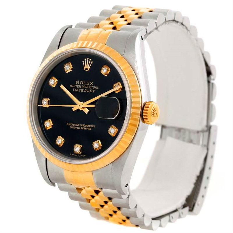 Rolex Datejust Steel 18k Yellow Gold Diamond Watch 16233 SwissWatchExpo