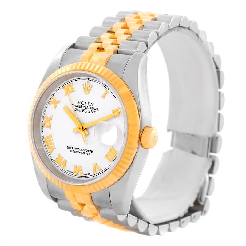 Rolex Datejust Mens Steel 18K Yellow Gold White Dial Watch 116233 SwissWatchExpo
