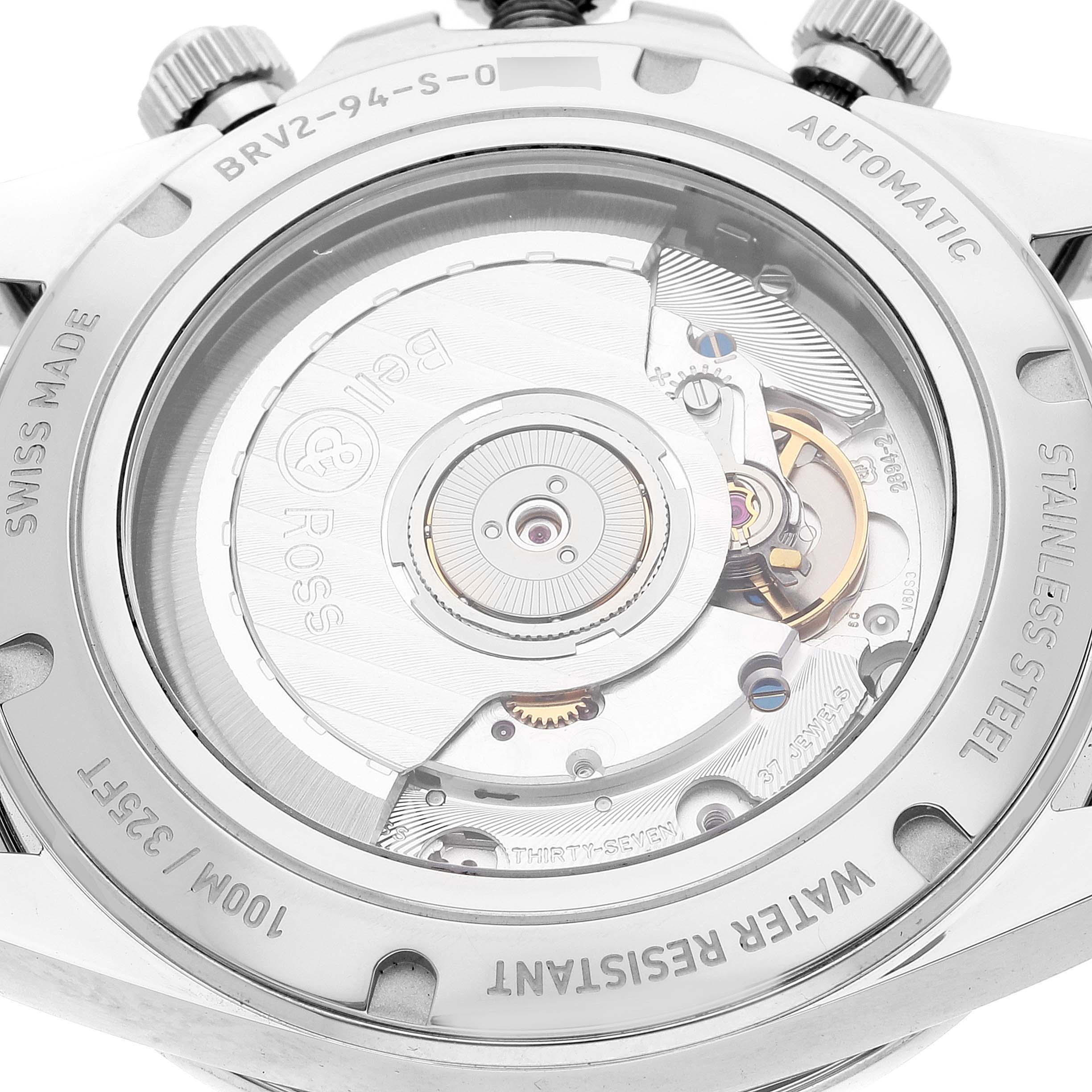 This image shows the back view of the Bell 
Ross Aeronavale model watch, highlighting its automatic movement and internal mechanisms.