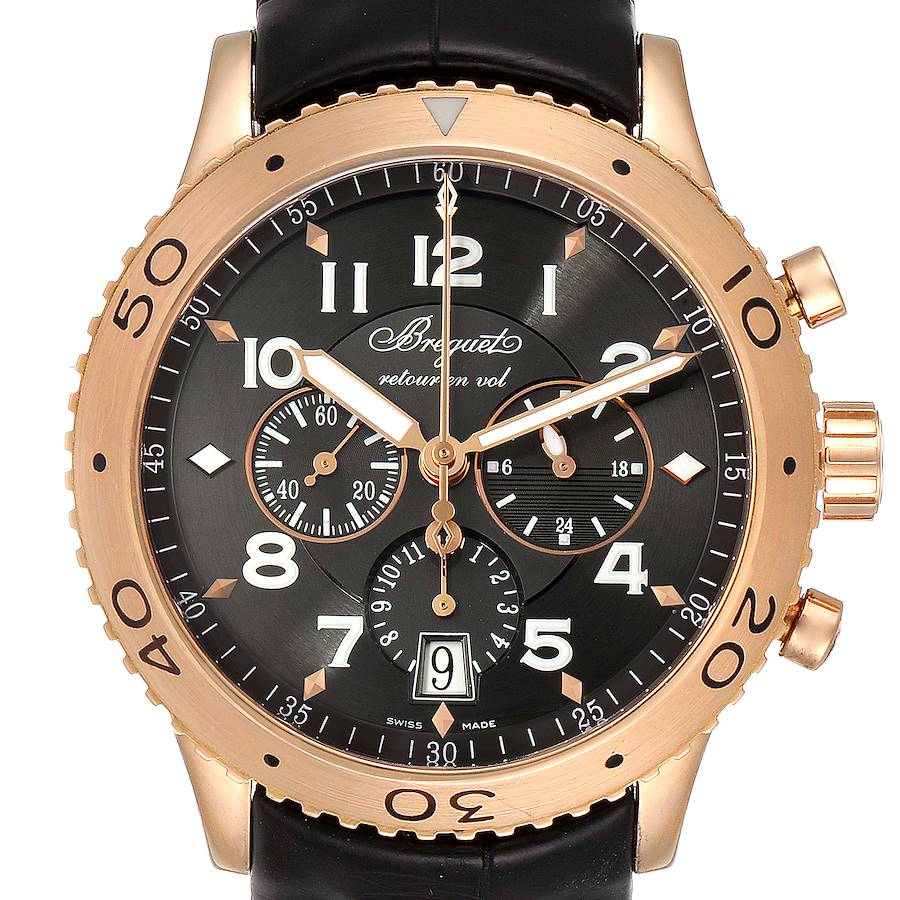 Breguet Type XXI Flyback 18K Rose Gold Chronograph Mens Watch 3810BR SwissWatchExpo