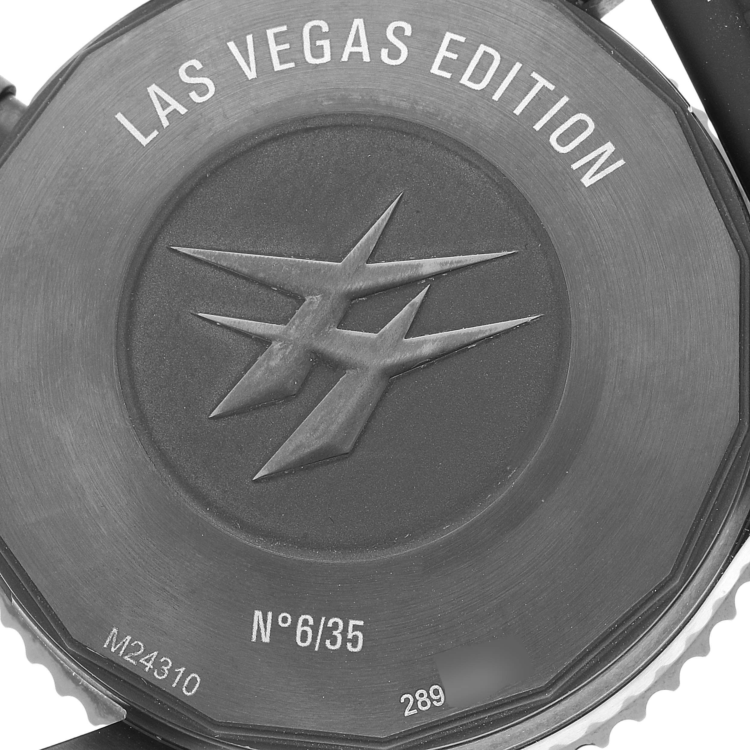 This image shows the back case of a Breitling Chronoliner M24310 Men's Stainless Steel Black Dial M24310 Men's Stainless Steel Black Dial "Las Vegas Edition" watch displaying model number and limited edition details.
