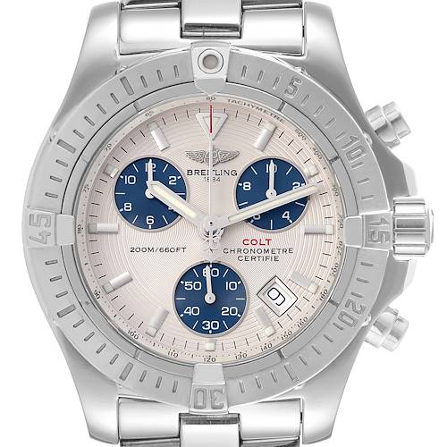 Photo of Breitling Colt Chronograph Silver Dial Steel Mens Watch A73380 Box Papers