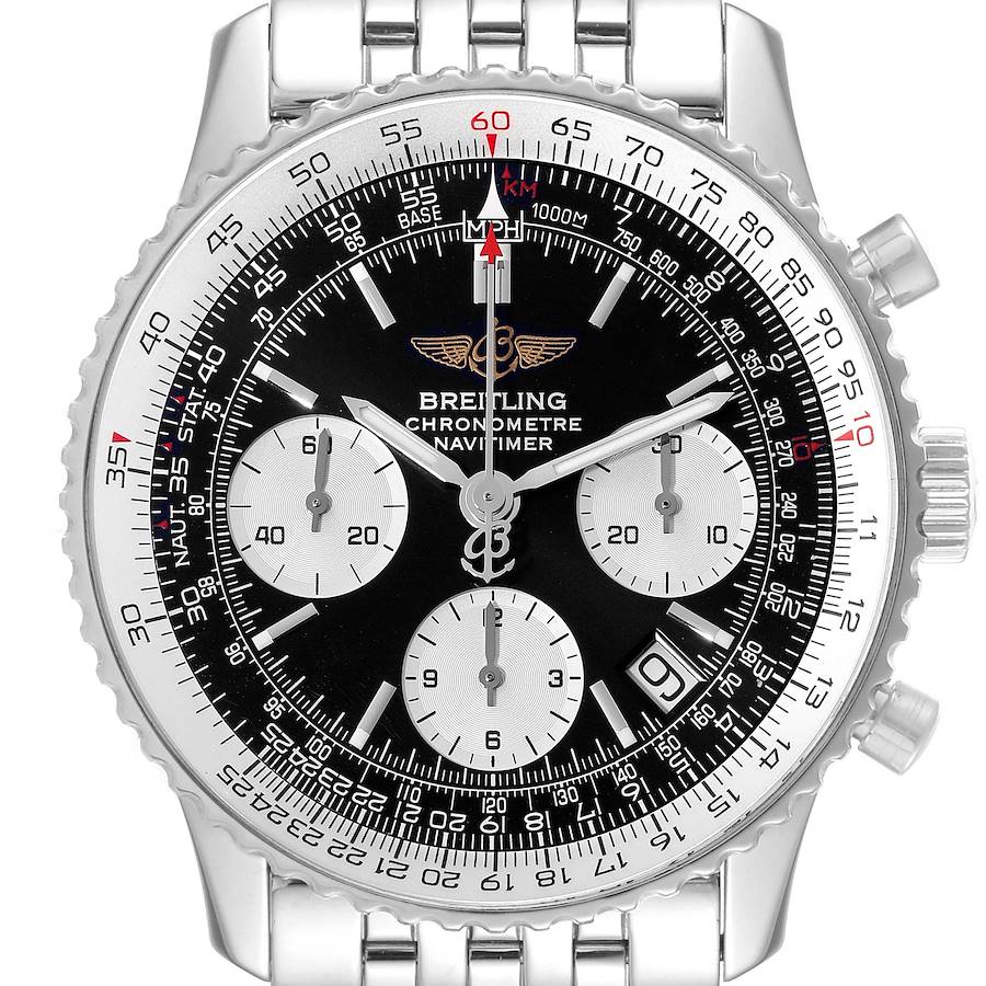 Breitling Navitimer Black Dial Chronograph Steel Mens Watch A23322 Papers SwissWatchExpo