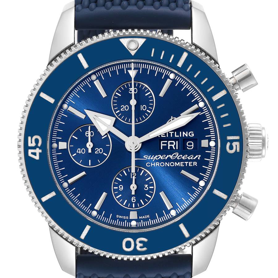Breitling SuperOcean Heritage II Chrono Blue Dial Mens Watch A13313 Box Card SwissWatchExpo