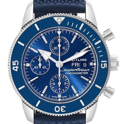 Photo of Breitling SuperOcean Heritage II Chrono Blue Dial Mens Watch A13313 Box Card