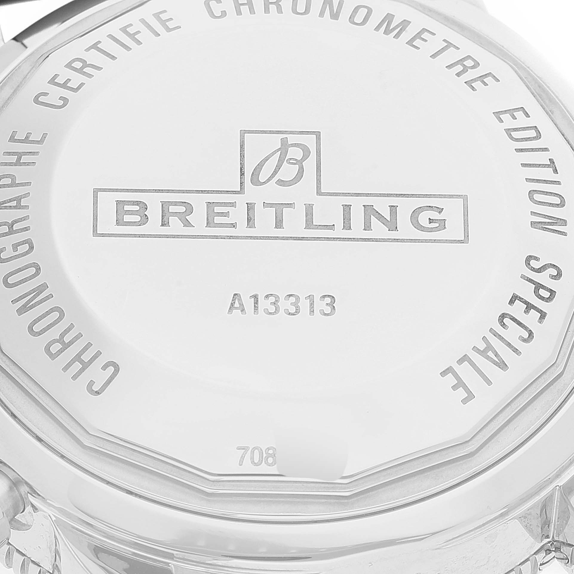 The image shows the back case of a Breitling Superocean A13313 Men's Stainless Steel Blue Dial A13313 Men's Stainless Steel Blue Dial watch, displaying the brand name and model number.