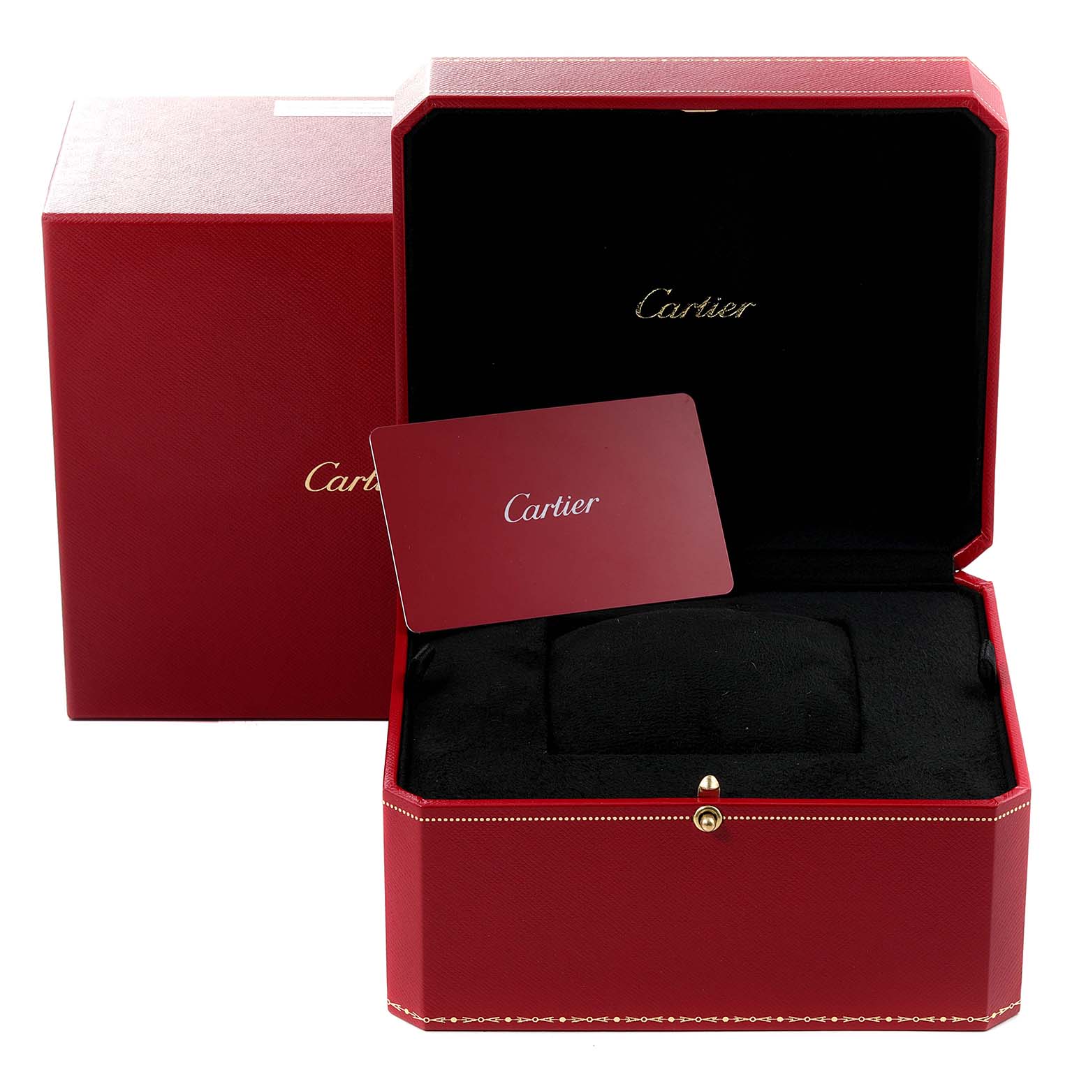 The image shows a Cartier Tank Must WSTA0040 Men's Stainless Steel Silver Dial WSTA0040 Men's Stainless Steel Silver Dial watch box and a Cartier authenticity card.