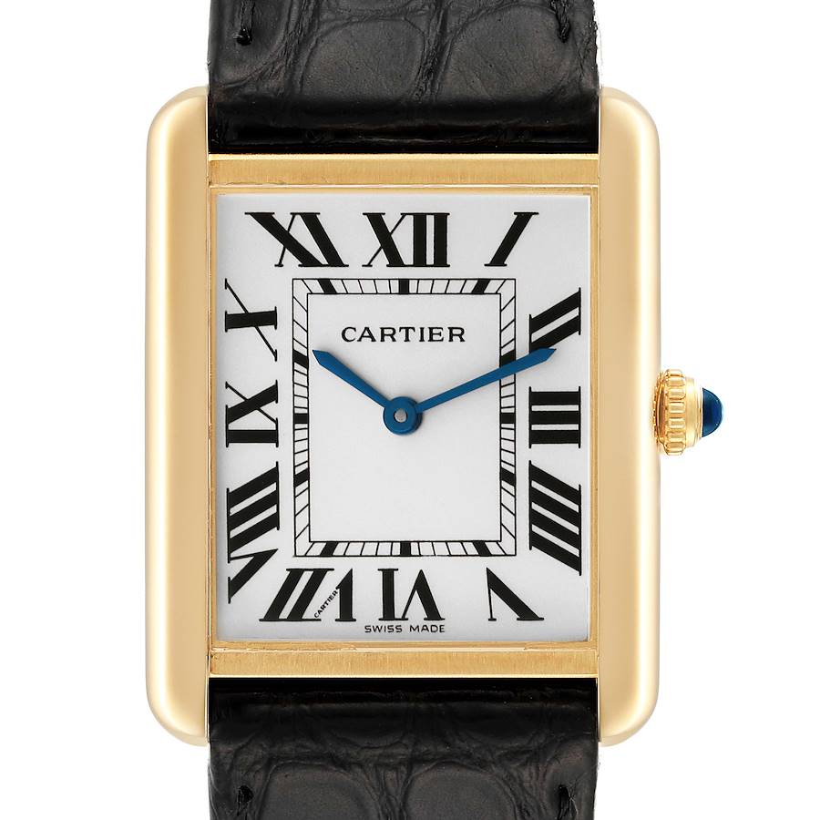 Cartier Tank Solo Large Yellow Gold Steel Mens Watch W5200004 Papers SwissWatchExpo