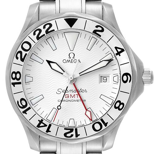 Photo of Omega Seamaster 300M GMT White Wave Dial Mens Watch 2538.20.00 Box Card