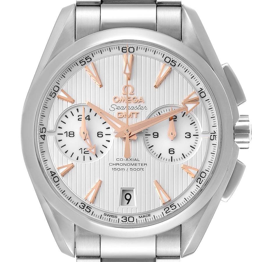 Omega Seamaster Aqua Terra GMT Chronograph Watch 231.10.43.52.02.001 Box Card SwissWatchExpo