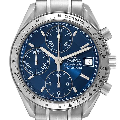Photo of Omega Speedmaster Date 39mm Automatic Blue Dial Steel Mens Watch 3513.80.00