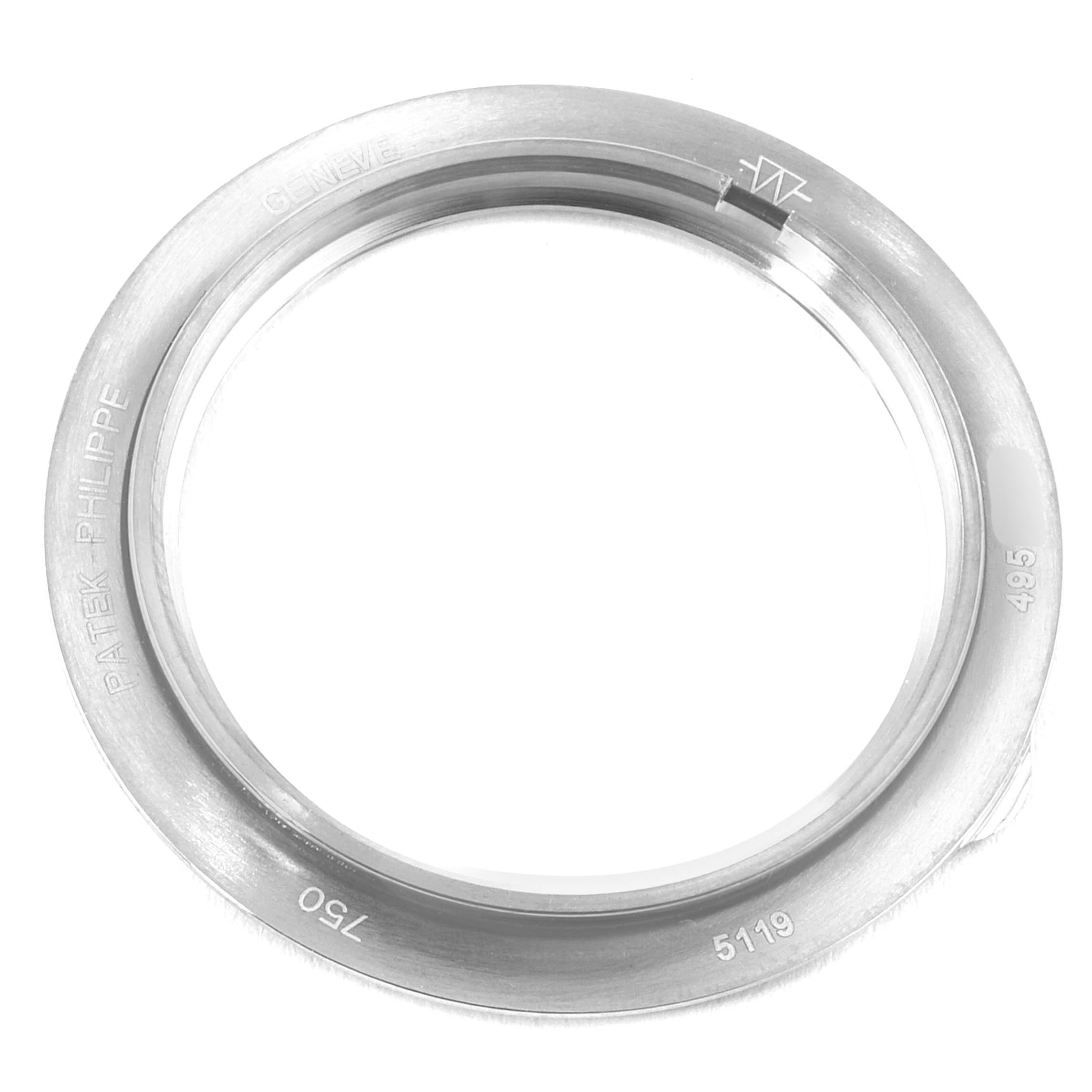 This image shows the bezel of a Patek Philippe Calatrava 5119G Men's White Gold White Dial 5119G Men's White Gold White Dial model watch, viewed from above.