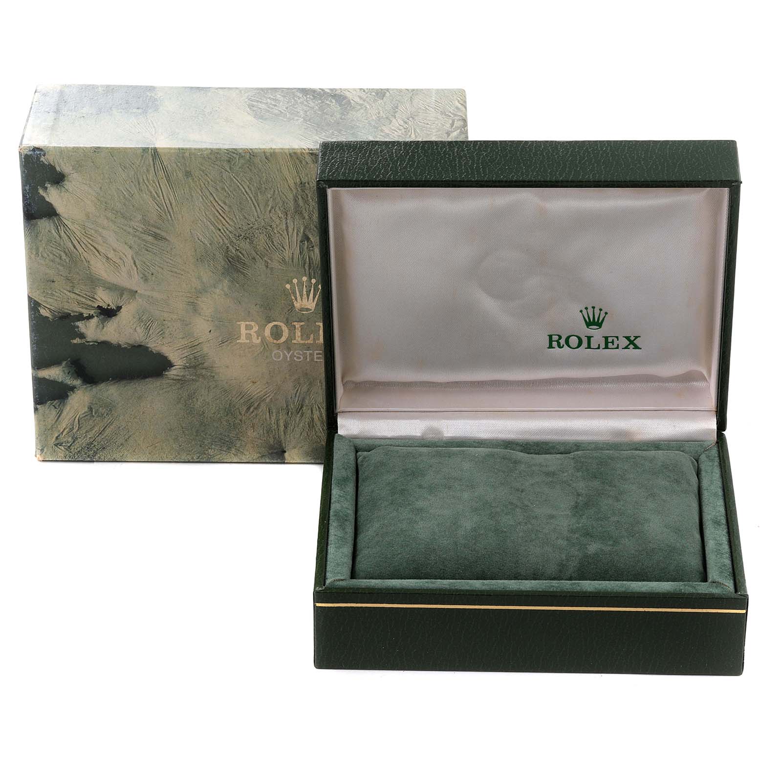 The image shows the Rolex Mid-Size 68273 Women
s Steel and Gold (two tone) Champagne Dial 68273 Women
s Steel and Gold (two tone) Champagne Dial watch box and outer packaging from a front angle.