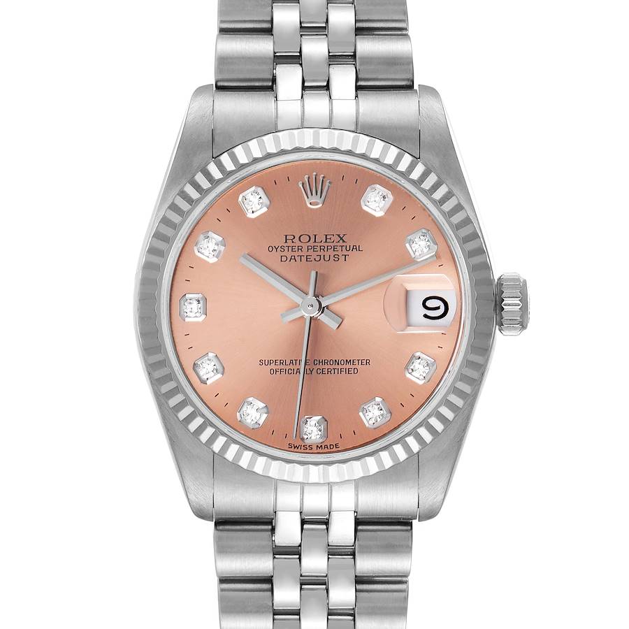 Rolex Datejust Midsize Steel White Gold Diamond Watch 68274 Box Service Papers SwissWatchExpo