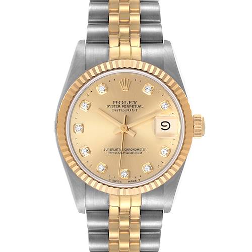 Photo of Rolex Datejust Midsize Steel Yellow Gold Diamond Dial Watch 68273