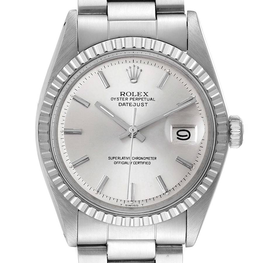 Rolex Datejust Silver Dial Oyster Bracelet Vintage Mens Watch 1603 Box Papers SwissWatchExpo