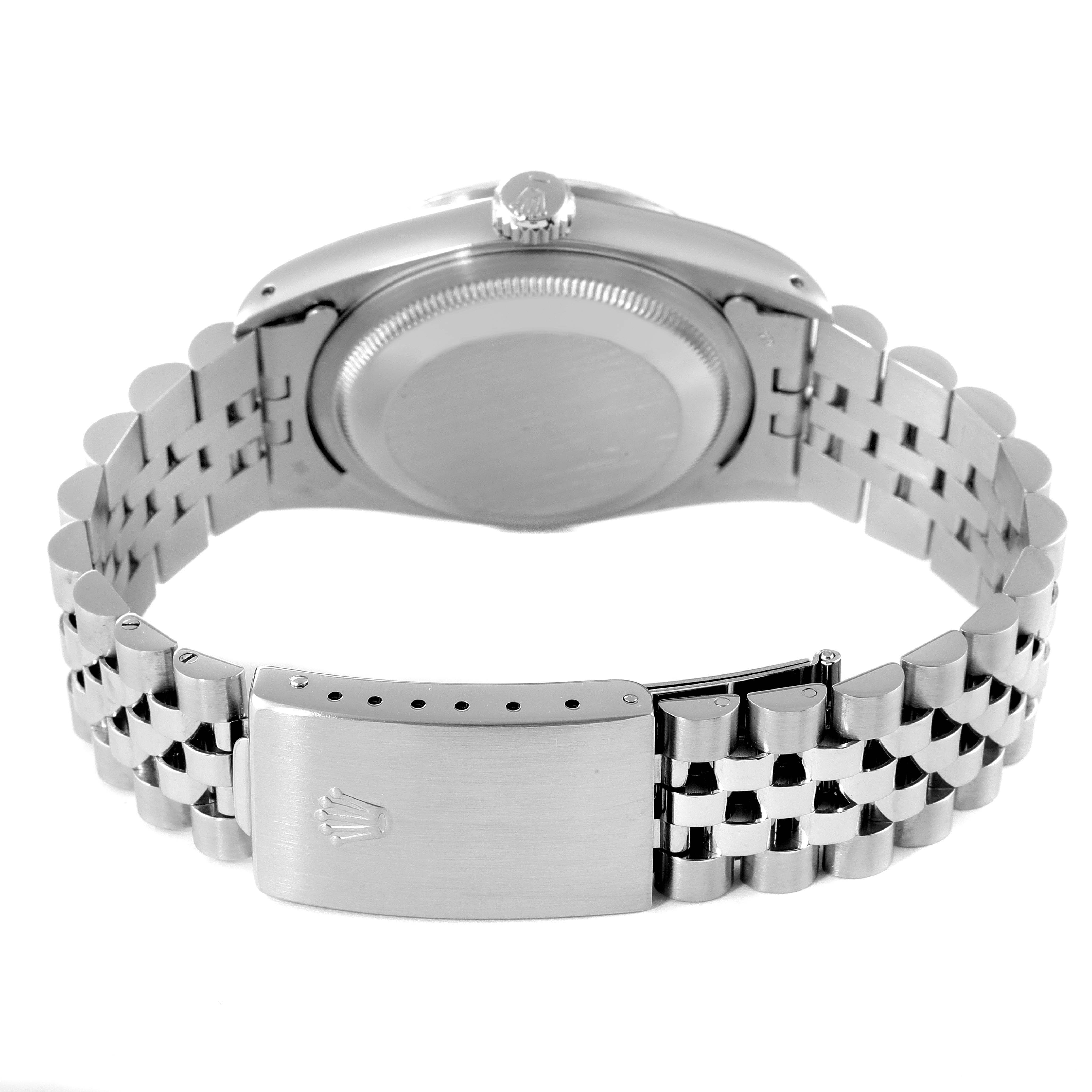 This image shows the back case and bracelet of a Rolex Datejust 16234 Men's Stainless Steel Silver Dial 16234 Men's Stainless Steel Silver Dial watch, emphasizing the clasp and the rear view of the watch.