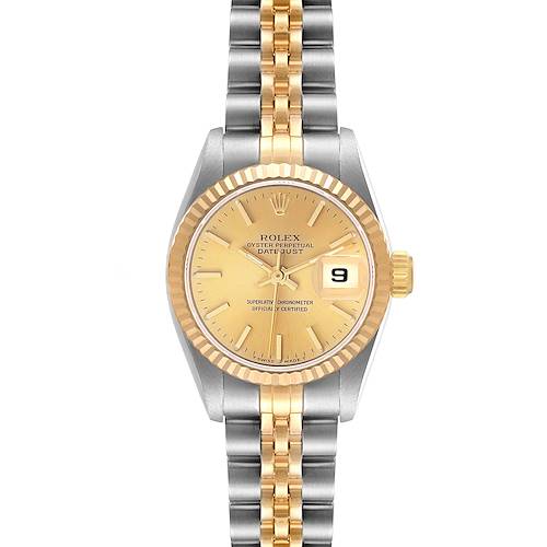 Photo of Rolex Datejust Steel Yellow Gold Champagne Dial Ladies Watch 69173