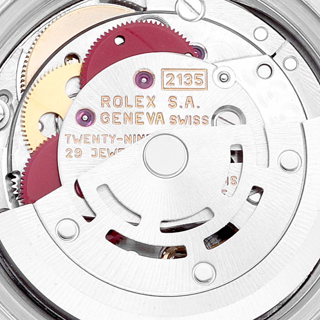 This image shows a close-up view of the movement inside a Rolex Datejust 69173 Women's Steel and Gold (two tone) Champagne Dial 69173 Women's Steel and Gold (two tone) Champagne Dial watch.