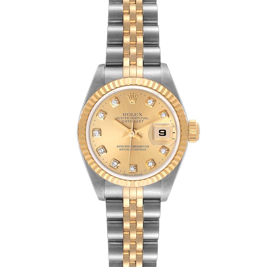 Rolex Datejust Steel Yellow Gold Diamond Dial Ladies Watch 79173 Box Papers SwissWatchExpo