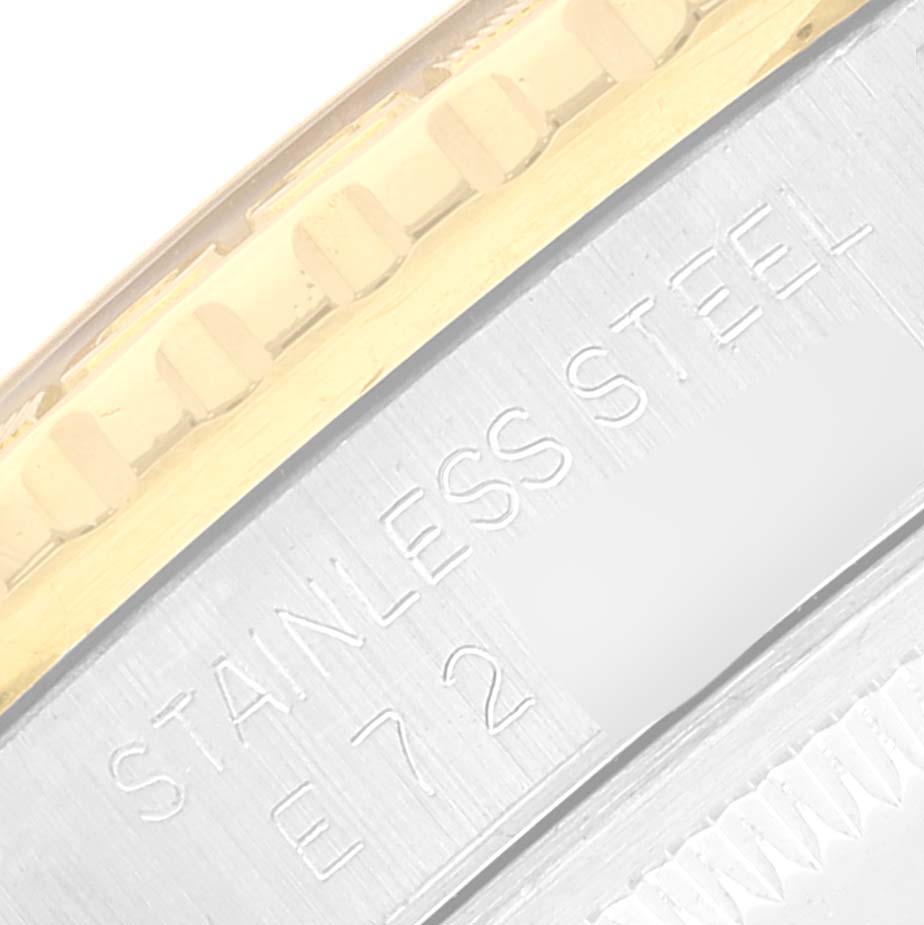 The image shows a close-up of the stainless steel and bezel section of the Rolex Turn-o-Graph 16263 Men's Steel and Gold (two tone) Champagne Dial 16263 Men's Steel and Gold (two tone) Champagne Dial watch.