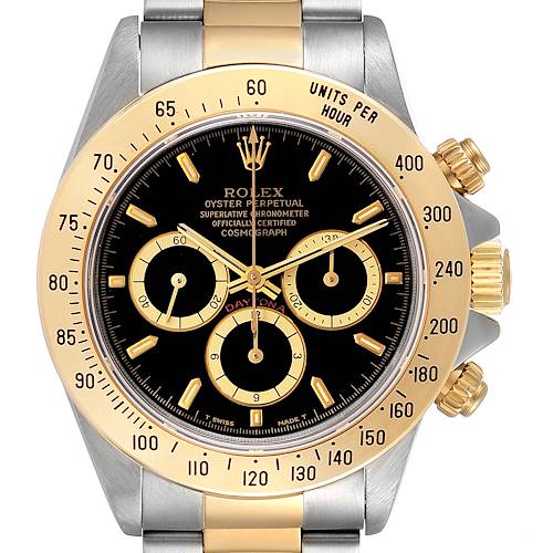Photo of Rolex Daytona Inverted 6 Steel Yellow Gold Black Dial Mens Watch 16523