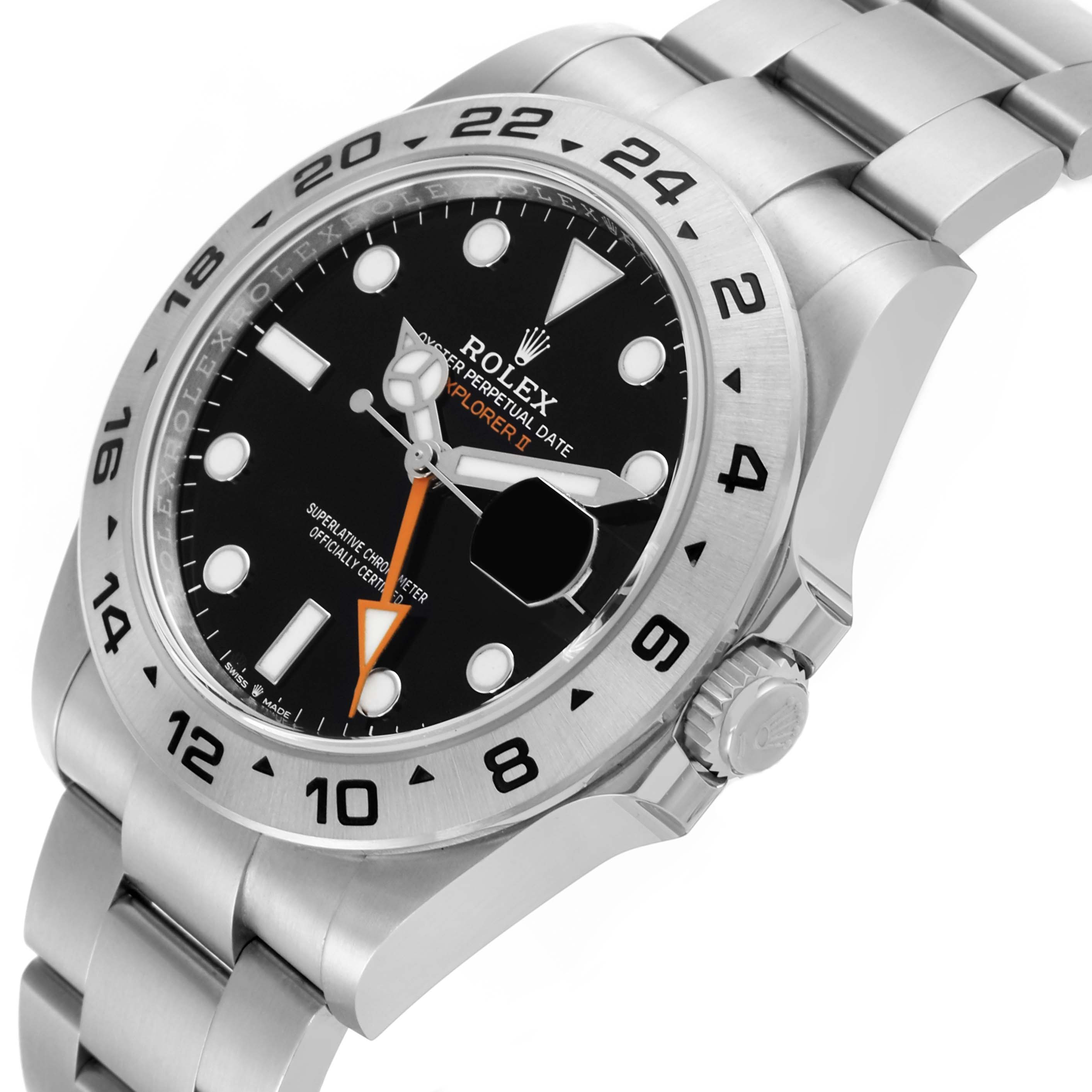 The image shows a Rolex Explorer M226570-0002 Men's Stainless Steel Black Dial M226570-0002 Men's Stainless Steel Black Dial watch at a three-quarter angle, highlighting the bezel, dial, and part of the bracelet.