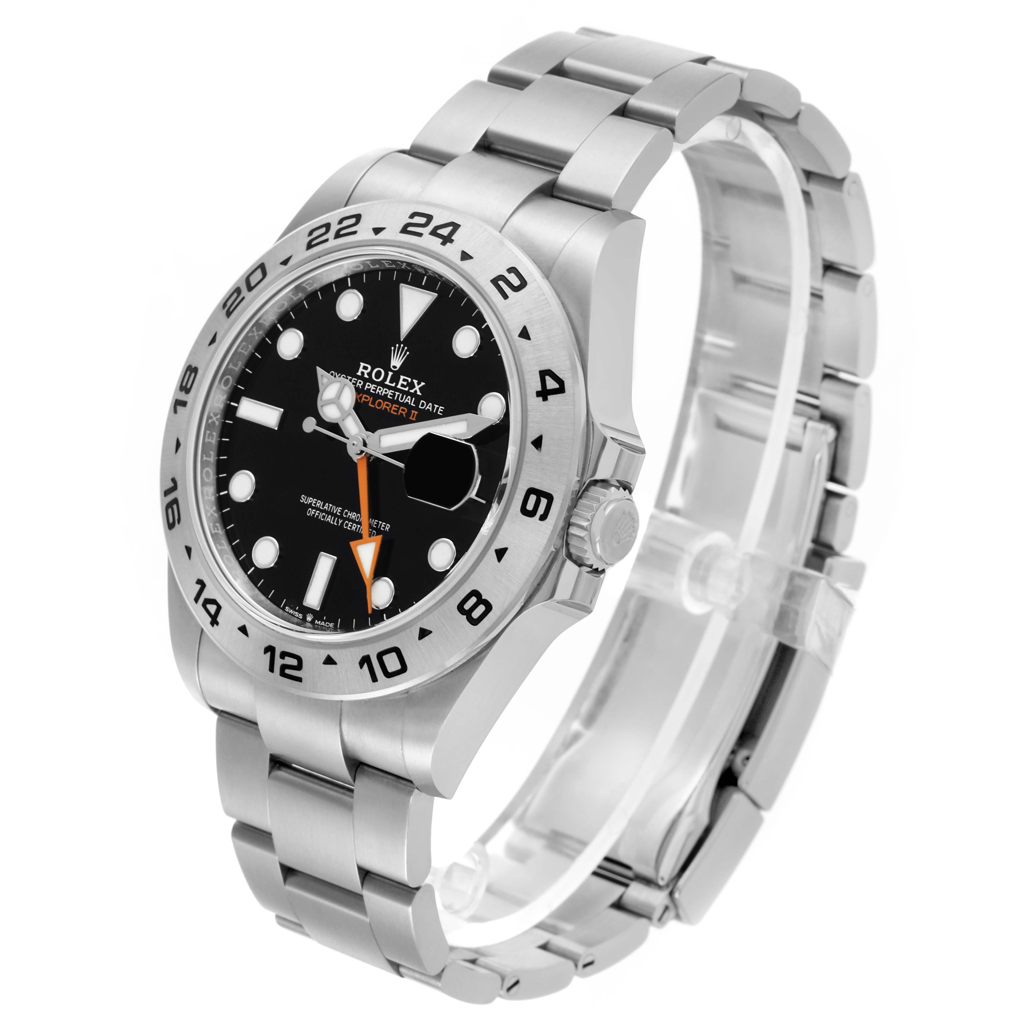 The Rolex Explorer M226570-0002 Men's Stainless Steel Black Dial M226570-0002 Men's Stainless Steel Black Dial watch is shown at a three-quarter angle, highlighting the dial, bezel, and bracelet.