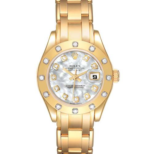 Photo of Rolex Pearlmaster Yellow Gold Mother of Pearl Diamond Ladies Watch 80318