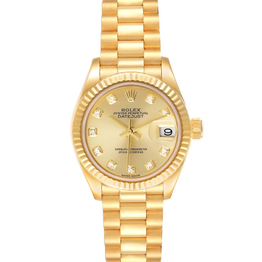 Rolex President Datejust Yellow Gold Diamond Dial Ladies Watch 279178 SwissWatchExpo
