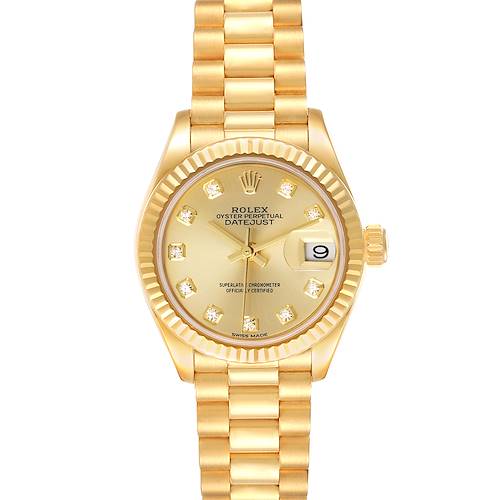 Photo of Rolex President Datejust Yellow Gold Diamond Dial Ladies Watch 279178